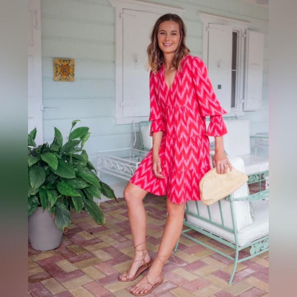 Pomander Place Hot Pink Ikat Kenzo Dress - Picture 6 of 12